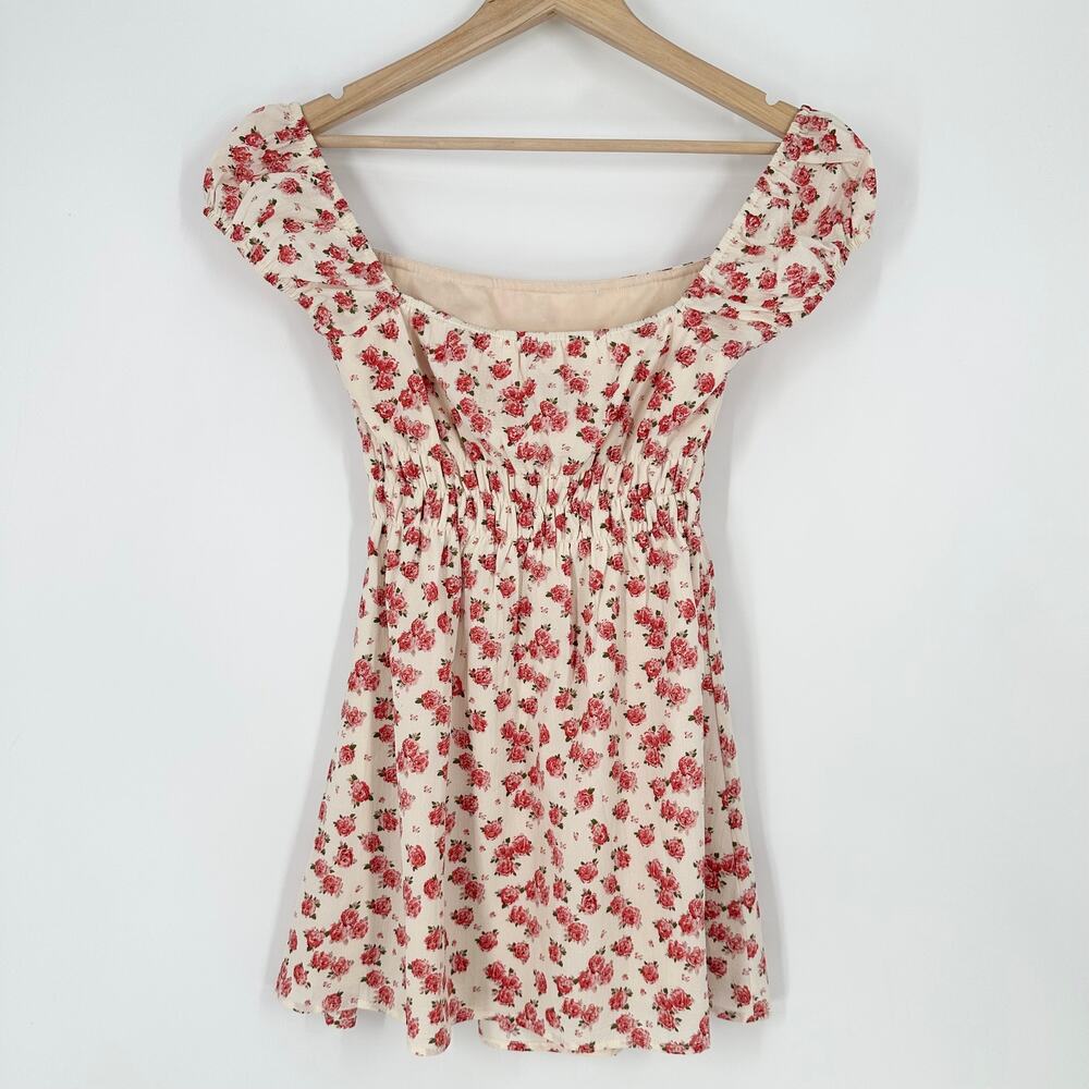 REVOLVE Superdown Heidi Mini Dress Floral Off The Shoulder Smocked Fit and Flare - Picture 8 of 13
